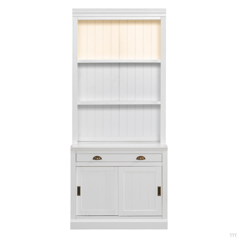 Bibliothèque de 83,4 po de hauteur avec éclairage DEL, Blanc