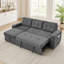 Ollie 95"W Black Woven Fabric Reversible Sleeper Sectional Sofa with Storage Chaise, Pocket Coil Seating, Hidden Cup Holders, USB/USB-C Ports & Side Pockets-1854484601