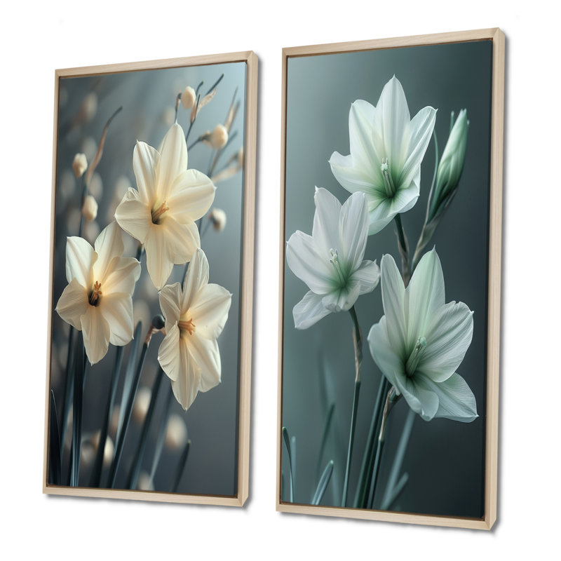Gouveia - Ensemble de 2 jonquilles murales, H 40 po x l 40 po, Impression encadrée, Érable
