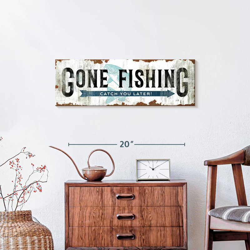 «Gone Fishing», impression sur toile, H 8 po x l 24 po x P 1 po