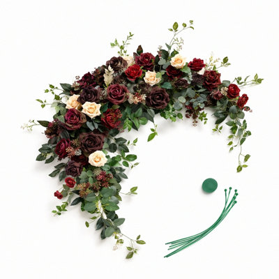 Wedding Arch Flowers, 5.9FT | Floral Garland, Artificial Rose Floral Swag, Ceremony Arbor Backdrop Decoration