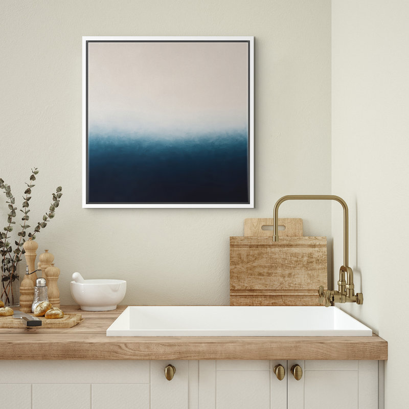 Reproduction d'art abstrait sur toile encadrée pour décoration intérieure moderne, H 16 po x l 16 po, Blanc