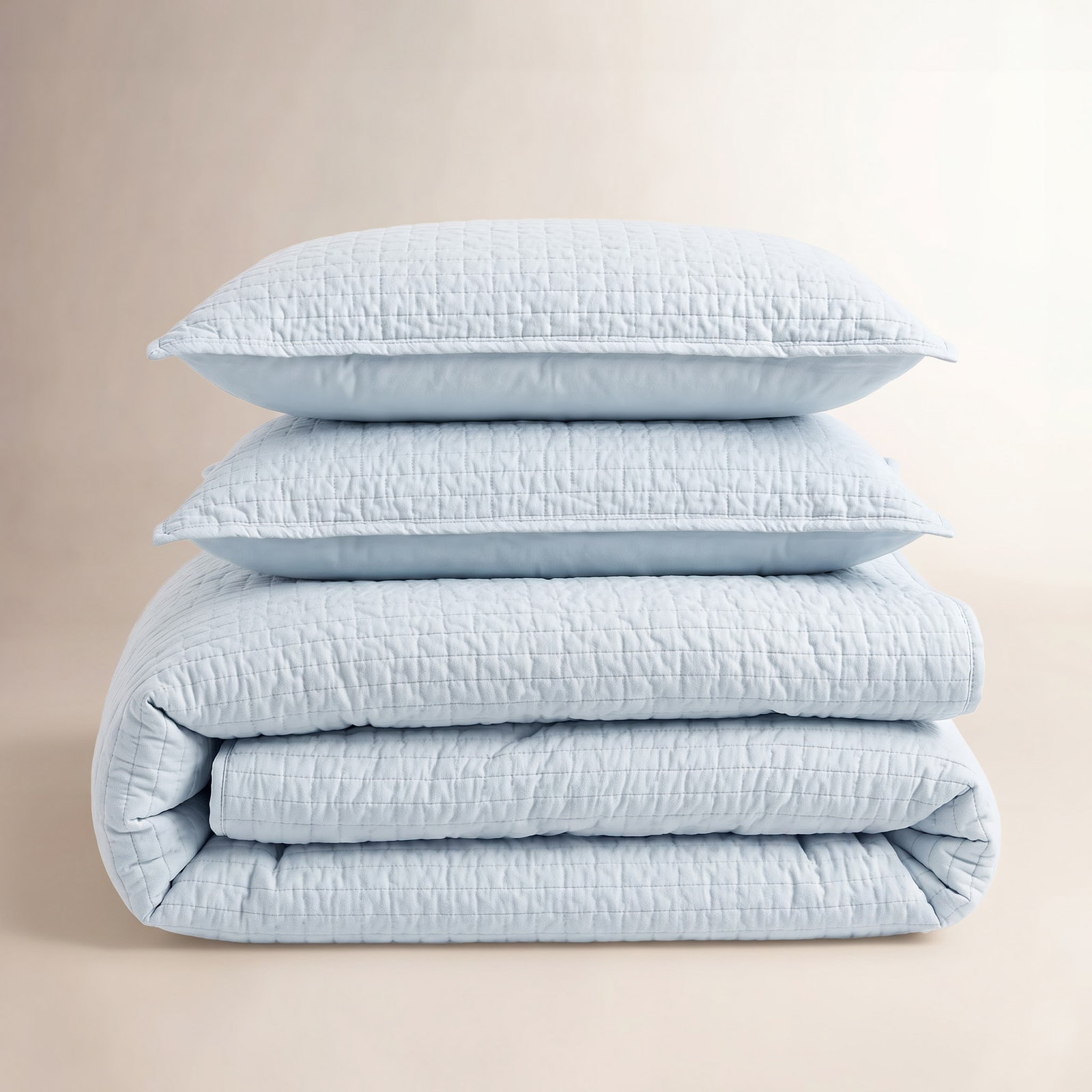 Clara 100% French Linen Channel Quilt Set with Shams, Plein Air, King Quilt + 2 King Shams