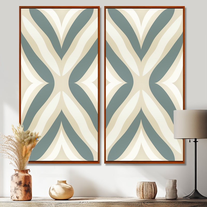 «Neutral Space - Green Bohemian & Eclectic», impressions sur toile, H 32 po x l 32 po, Impression encadrée flottante, Brun