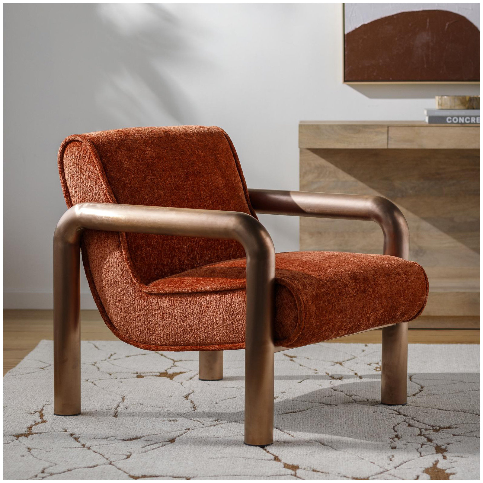 Ismenia Modern Accent Chair, Orange