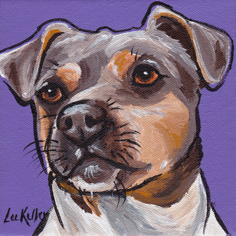 « not juste a terrier », reproduction de peinture à l’acrylique sur toile tendue, H 32 po x l 32 po x P 1,5 po