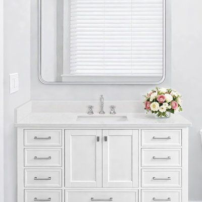 21.25" White Engineered Stone Bathroom Vanity Side Splash
