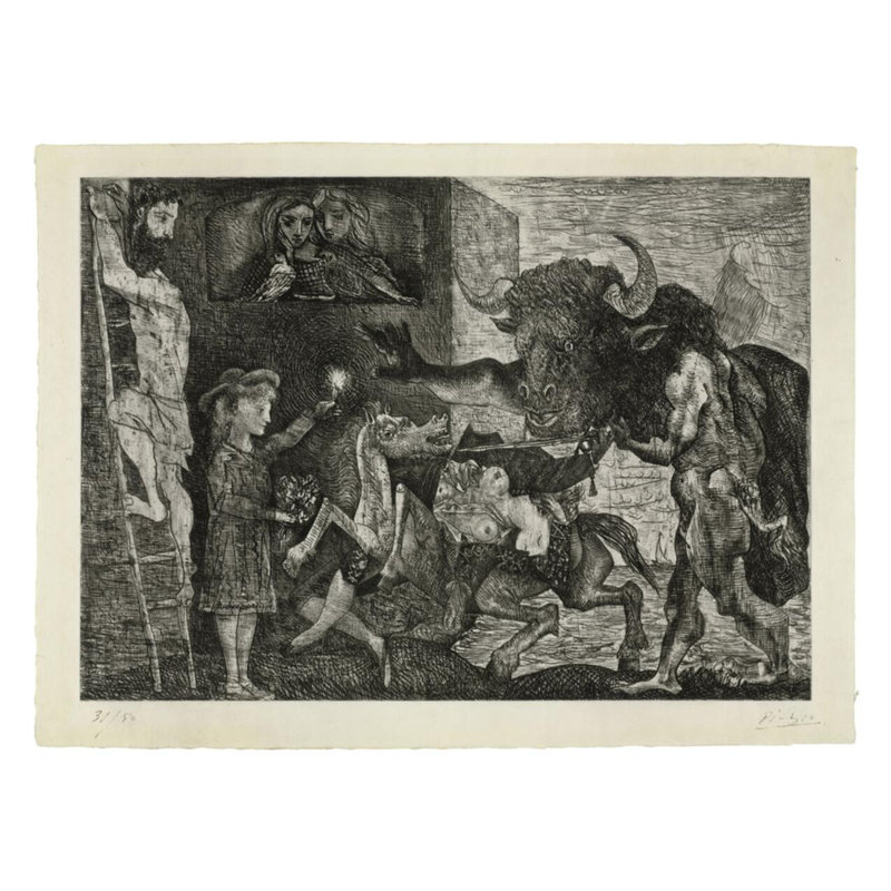 Minotauresthy par Pablo Picasso - Estampe numérique, H 22 po x l 28 po