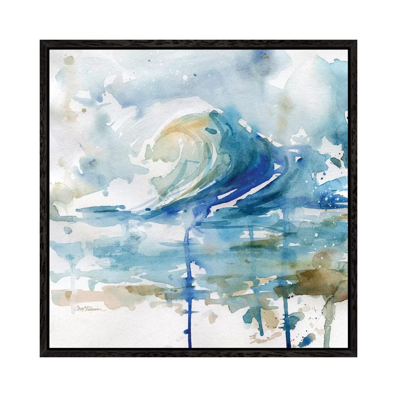 Malibu Surf II by Carol Robinson - Painting on Canvas, Black Framed, 66.04 cm H x 66.04 cm W