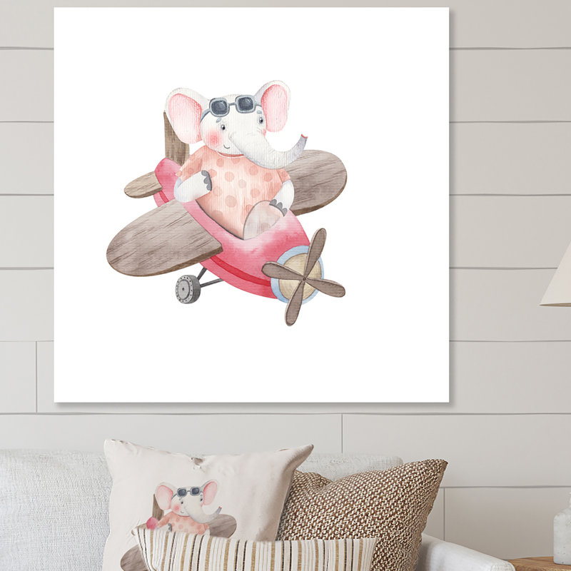 Mignon enfants éléphant volant, L 16 po x H 16 po x P 1 po, Toile tendue