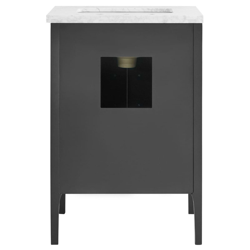 Province 24" Freestanding Standard Single Bathroom Vanity with Top, Charcoal/Gold, Gold Zinc Alloy