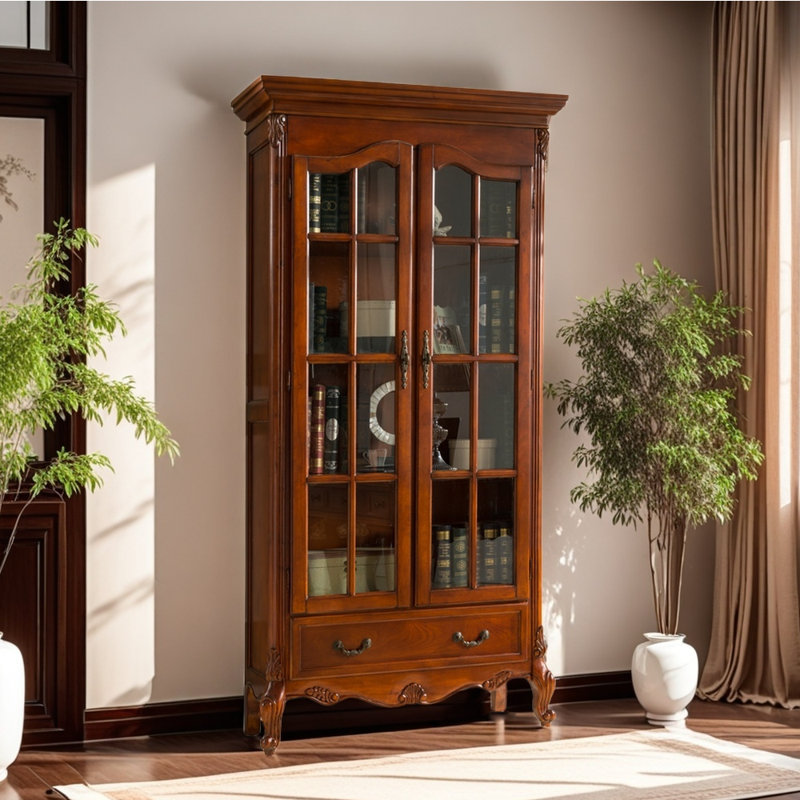 Bibliothèque à deux portes de style américain, (4 tablettes) H 78,74 po x l 34,25 po x P 14,57 po