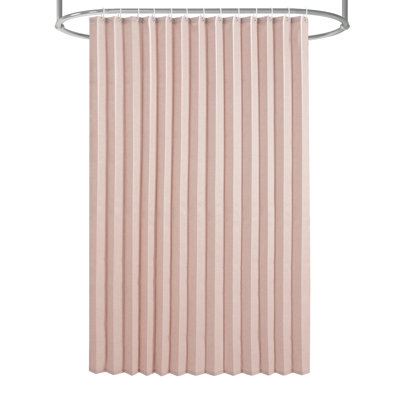 Folding Waterproof Shower Curtain,  72"W x 72"H Magnetic Fabric Shower Curtain for Bathroom