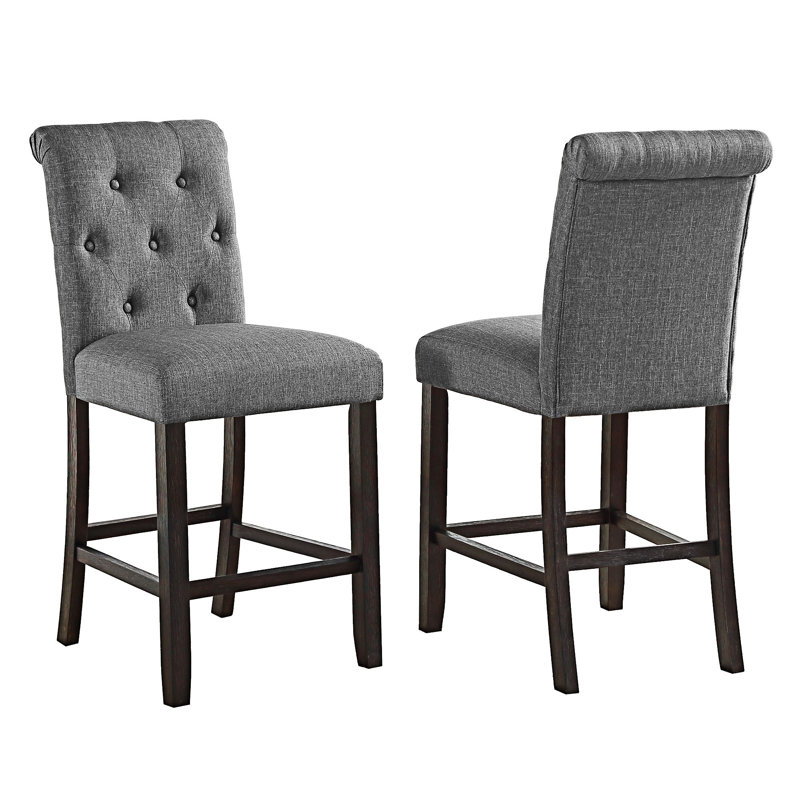 Tabouret de comptoir moderne capitonné, ensemble de 2, Gris