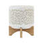 Pot à fleurs en céramique avec support en bois beige, 8 po - Transformez votre porche en trous de drainage beige et idéal pour les décorations de Noël