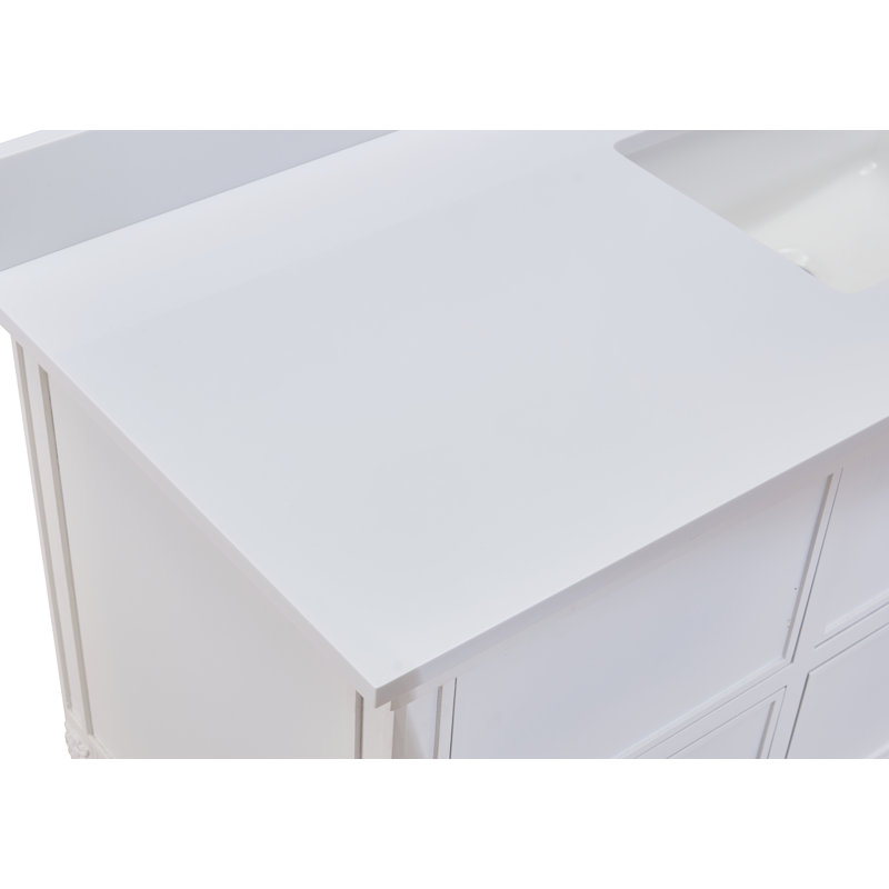 Milano White 61" Composite Stone Vanity Top with Sink