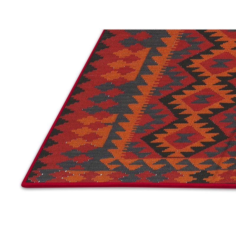 Tapis traditionnel mehroon/noir/crème Tortez, Rectangle 5 pi x 7 pi