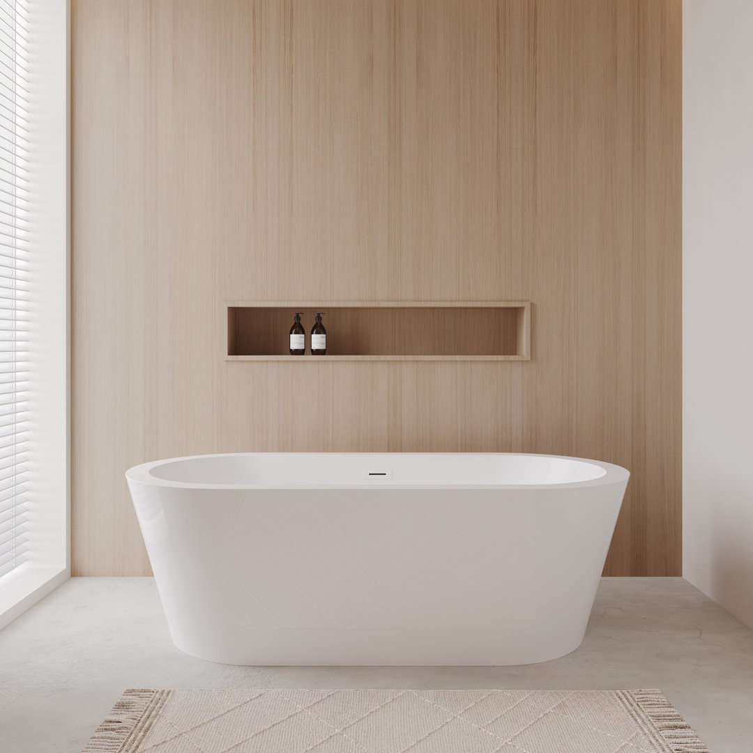 Mermaid 71'' x 33.5'' Freestanding Soaking Acrylic Bathtub Wyndham Collection 