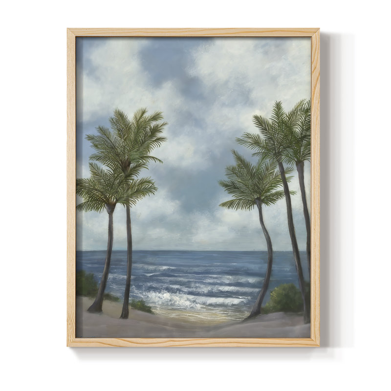 Coastal Palm Tree II, reproduction encadrée - bois massif, Naturel, H 21 po x l 17 po