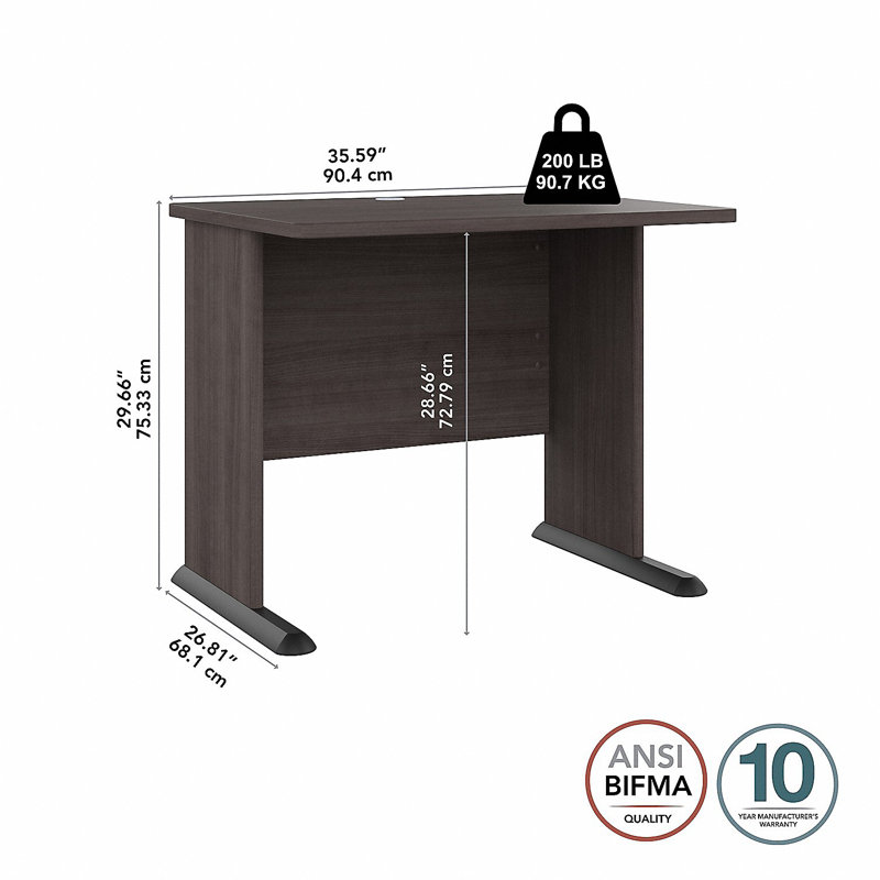 Bureau Studio A, H 30 po x l 35 po x P 27 po, Gris tempête