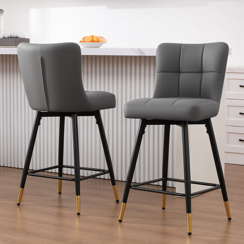 Tabouret de bar pivotant 26 po, Gris, 2