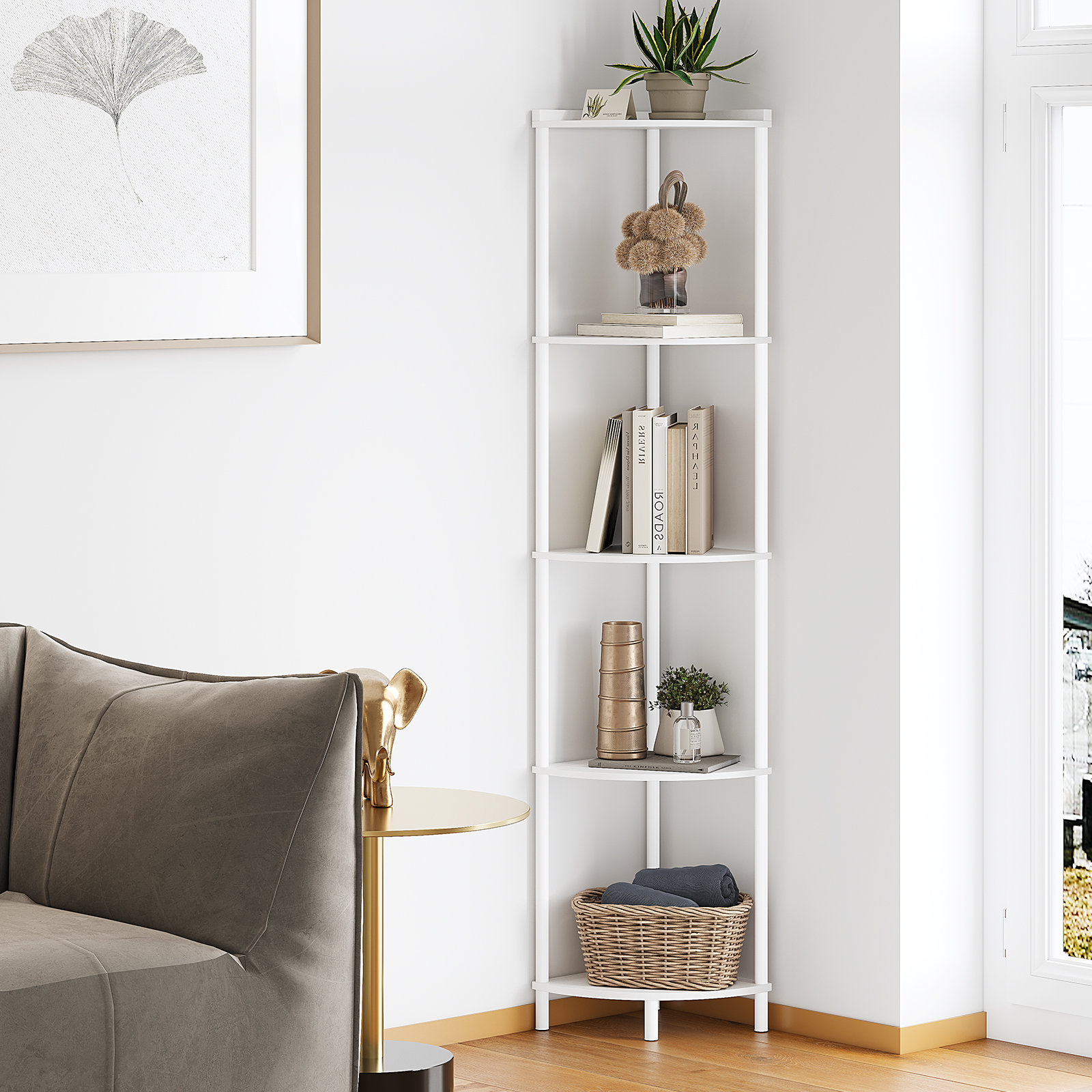 17 Stories Swade 64.9" H x 12.2" W Corner Bookcase & Reviews | Wayfair