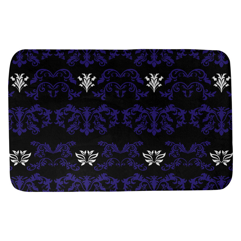 Tapis pour salle de bain Baltimore, l 21 po x L 34 po, Mauve / noir / blanc