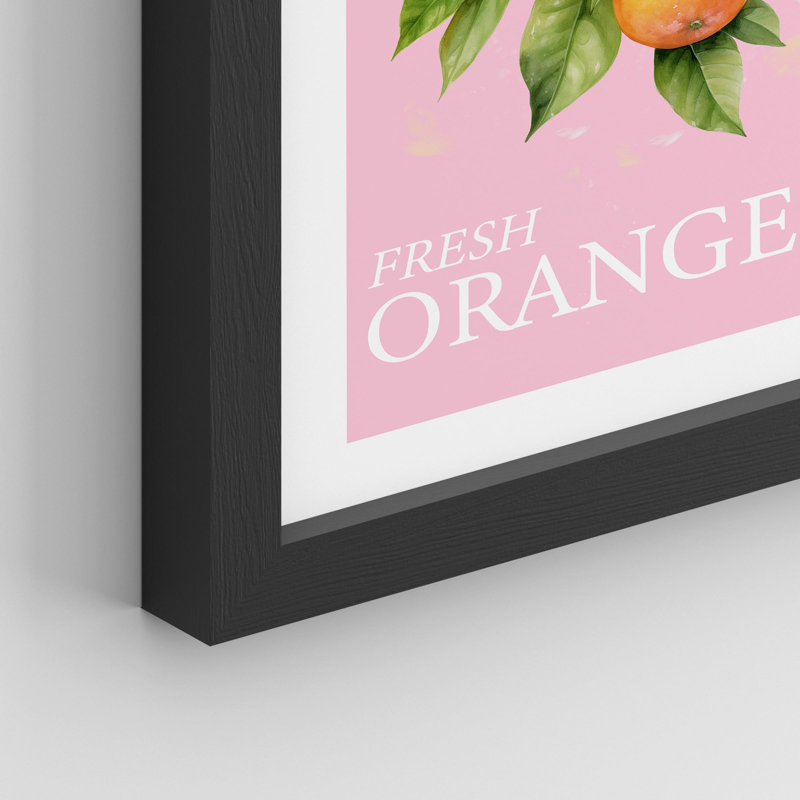 «Kitchen Print Oranges On Tree Branch» sur papier, Noir, H 14 po x l 11 po
