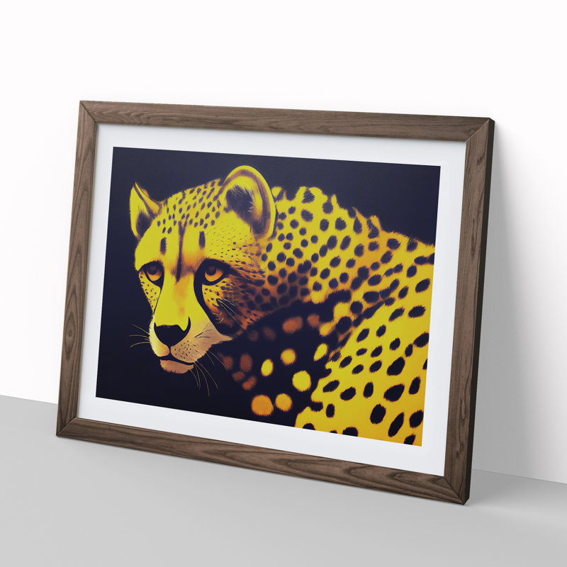 Striking Cheetah - Framed Print, 25cm H x 34cm W x 2cm D, Walnut