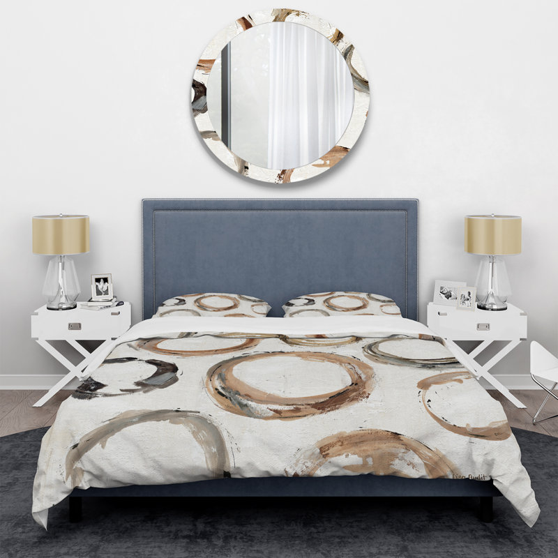 Ensemble de housse de couette moderne géométrique Natural Balance, Housse simple + 1 taie décorative