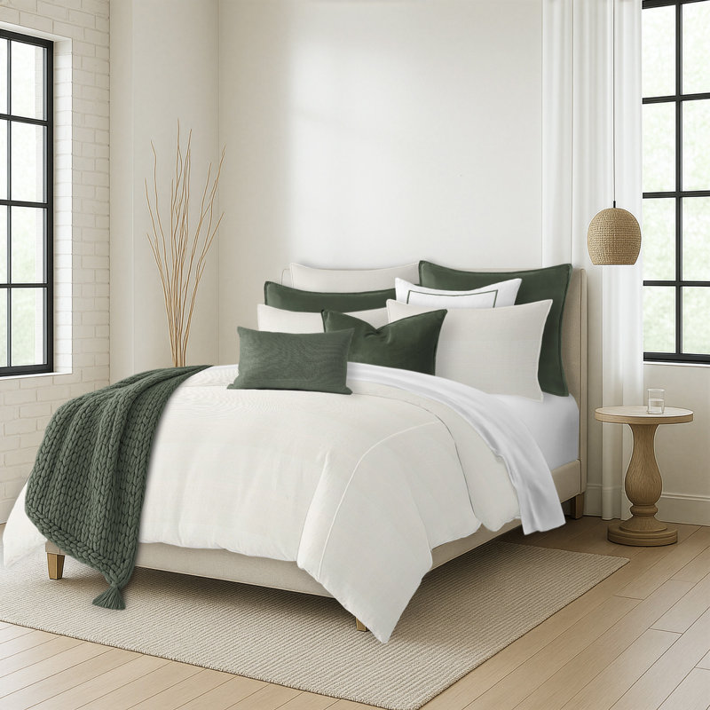 Phoenix Microfiber Duvet Cover Set, King Duvet cover + 2 King Shams, Pearl
