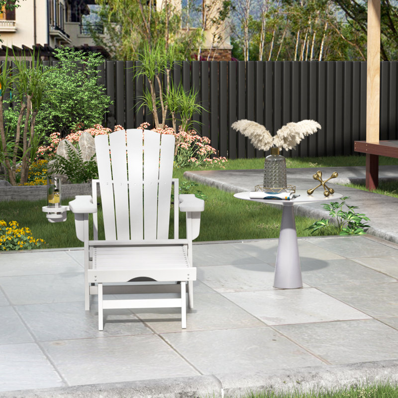 Chaise Adirondack pliante avec repose-pieds Azariyah, Blanc