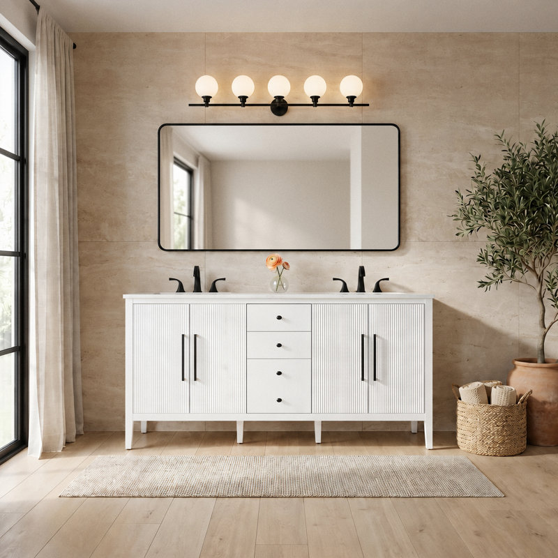 Meuble-lavabo double 72 po, Blanc