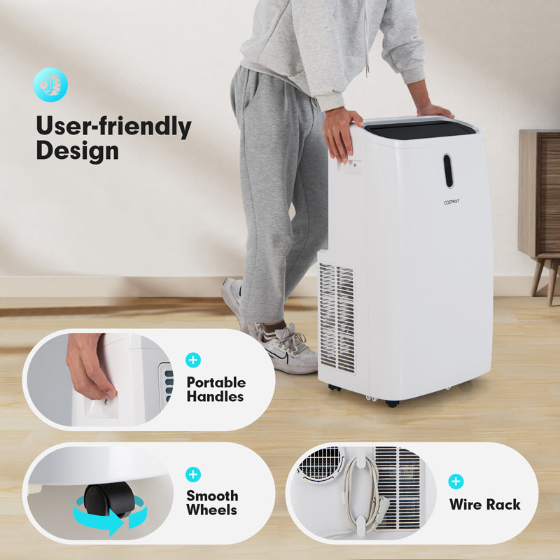 Climatiseur portatif 12 000 BTU avec chauffage, télécommande et contrôle WiFi