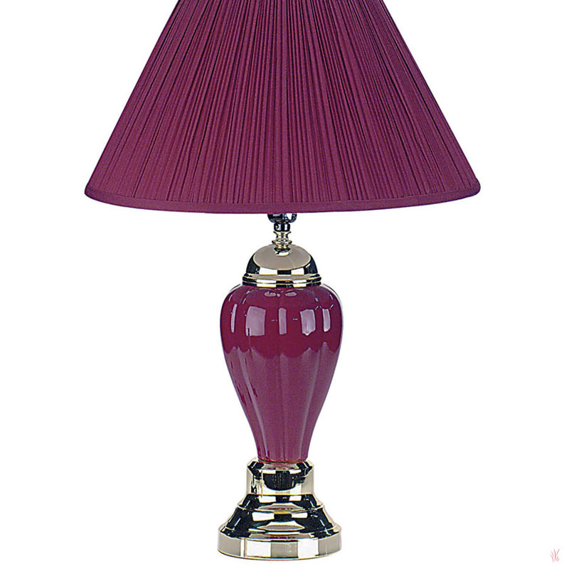 Lampe de table haute 27 po en céramique, en forme d'urne avec abat-jour en lin, Mauve, Mauve