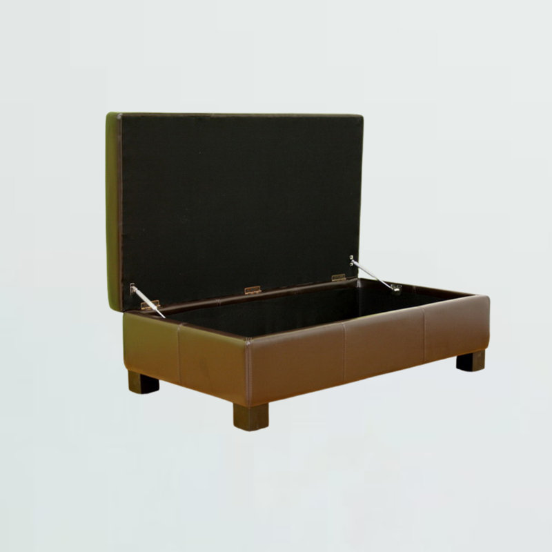 Kashyap Faux Leather Upholstered Storage Bench in Dark Brown Finish, 15'' H X 47'' W X 27'' D