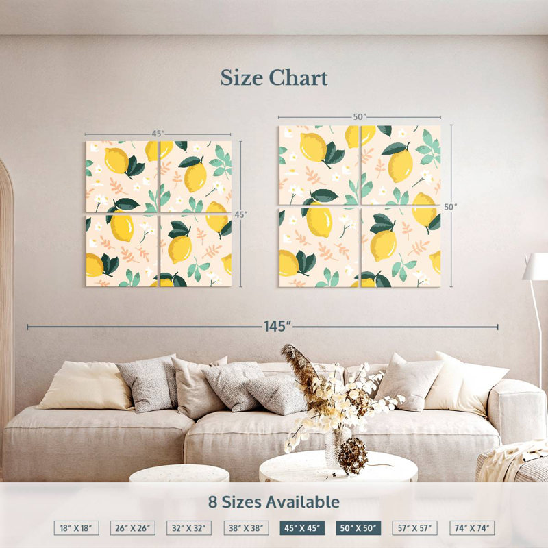 Motif Yarlin citron et fleurs