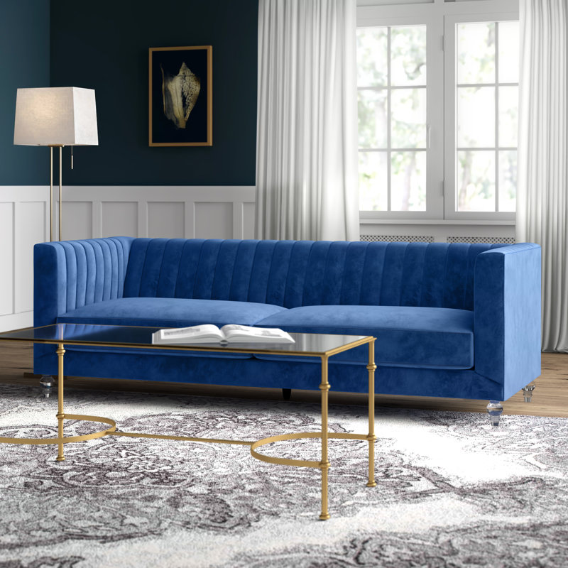 Rye Velvet Sofa, Blue