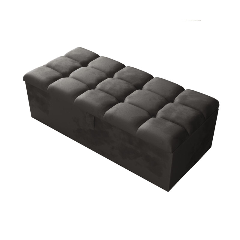 Klingler 102cm Wide Rectangle Geometric Standard Ottoman with Storage, Grey