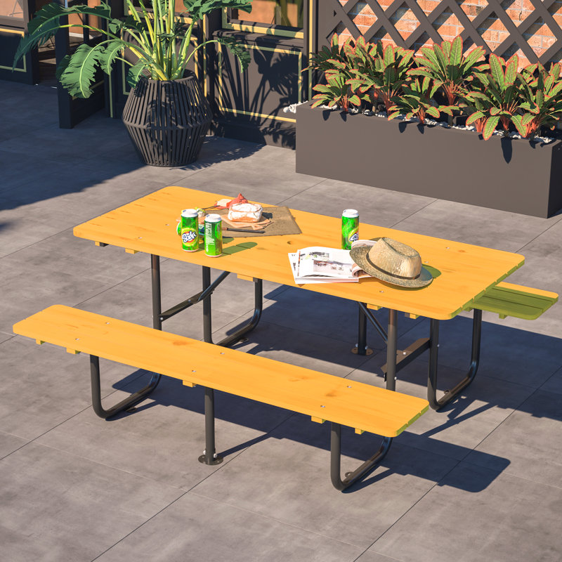 Table de pique-nique en bois, Jaune