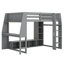 Lit mezzanine en bois avec bureau, étagères à rangement multiples, DEL et portemanteau suspendu