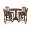 Ensemble de table de salle à manger 5 pièces à hauteur de comptoir comprenant une table de cuisine ronde avec piédestal et 4 chaises de salle à manger rembourrées en tissu de lin, 36 x 36 pouces, acajou-1265791597-1269312308-1309328922