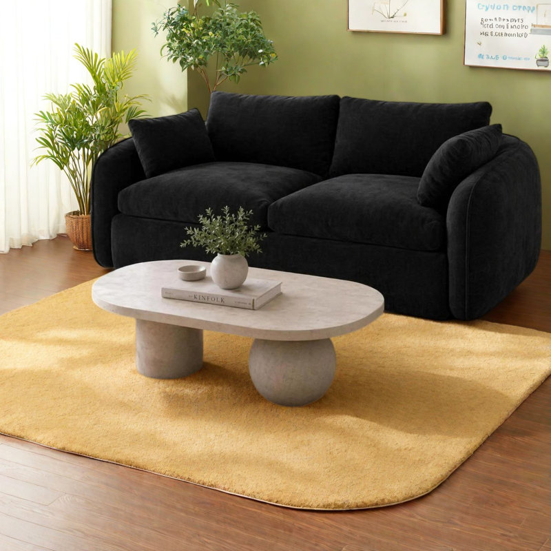 Compression Compact Black Foam Sofas, Modern Plush Loveseat for Home