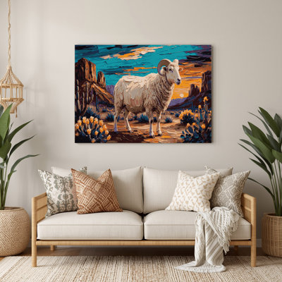 «Southwestern Animals Sheep 50», art mural gris en métal