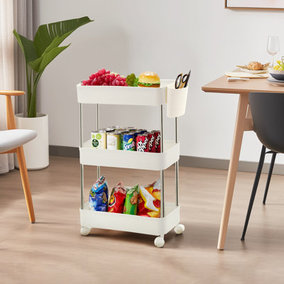 Chariot de rangement à roulettes à plusieurs niveaux avec roulettes - Organisateur utilitaire en plastique à 4 niveaux pour salle de bain, cuisine, chambre à coucher, bureau, garde-manger ou buanderie, transparent