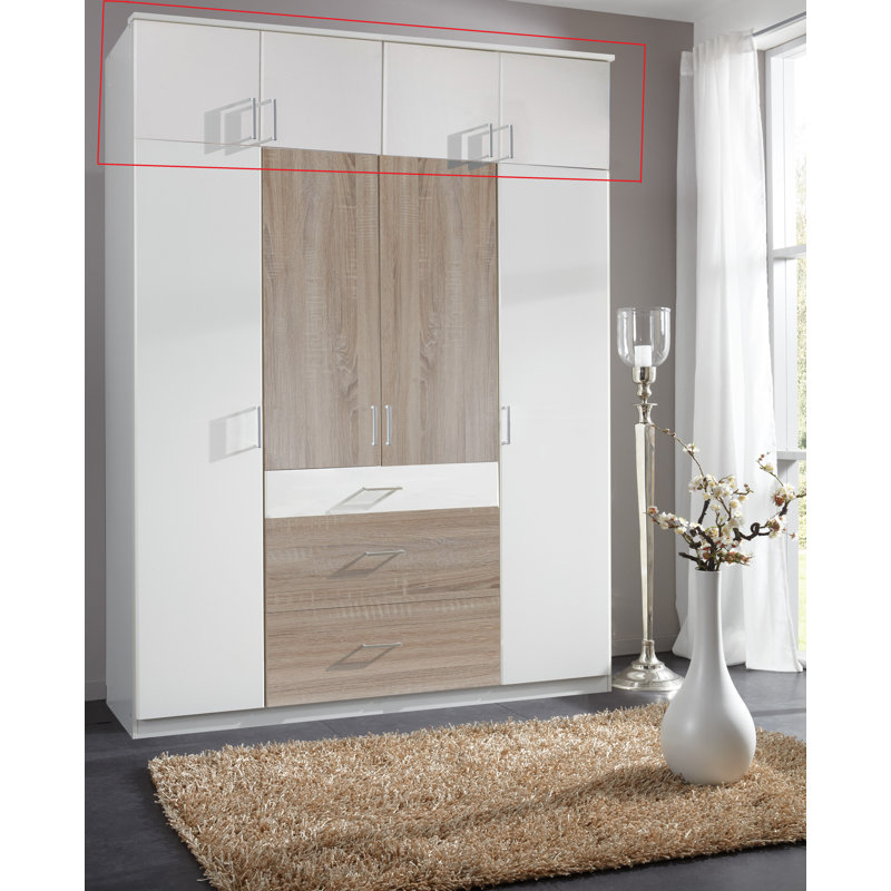 Arango 180cm Solid Wood Closet System, Alpine white, Rough-cut oak