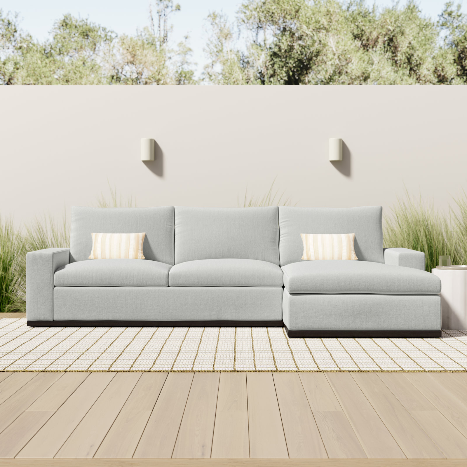 Venita 121'' Wide L-Shaped Powder Coated Aluminum Patio Sofa with Cushions