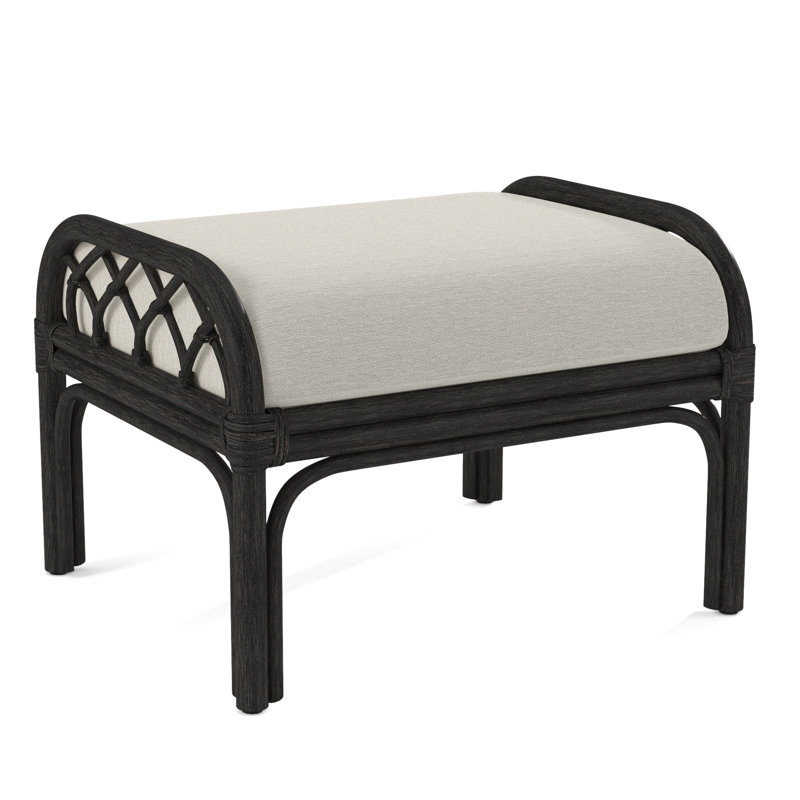 Edgewater Upholstered Ottoman, White Performance Fabric; 0851-94, Antique Black