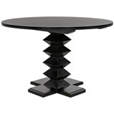 Zig-Zag Round Mahogany Wood Dining Table