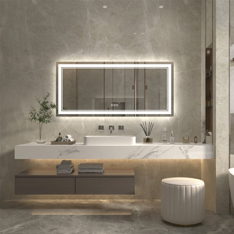 Miroir de salle de bain mural surdimensionné sans cadre, 28 po x 60 po, Rectangle